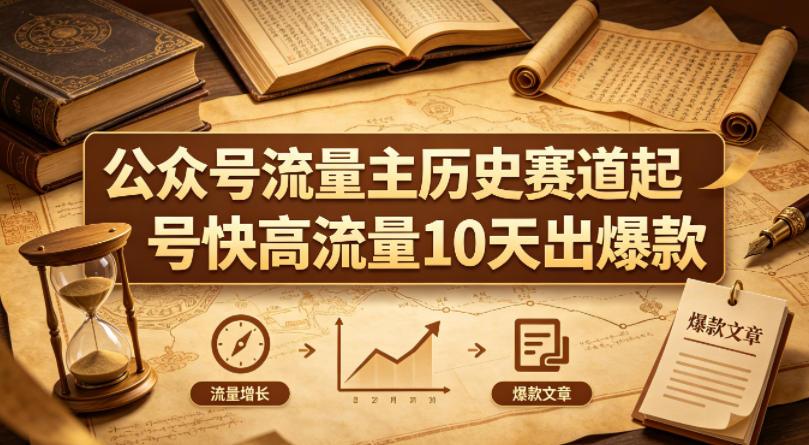 公众号流量主之历史赛道，起号快+高流量，10天就能出爆款！ 图1