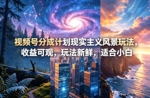 视频号分成计划现实主义风景玩法，收益可观，玩法新鲜，适合小白 图1