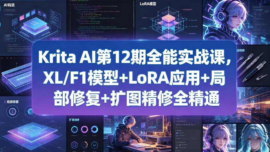 Krita AI第12期全能实战课，XL/F1模型+LoRA应用+局部修复+扩图精修全精通 图1