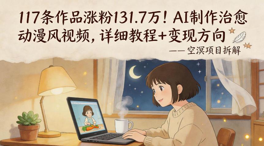117条作品涨粉131.7W！AI制作治愈动漫风视频，详细教程+变现方向 图1
