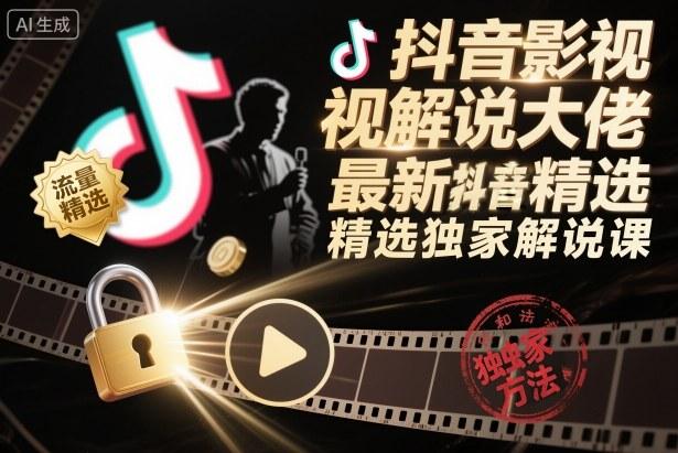抖音影视解说大佬最新抖音进精选和独家方法，精选独家解说课（更新26年3月） 图1