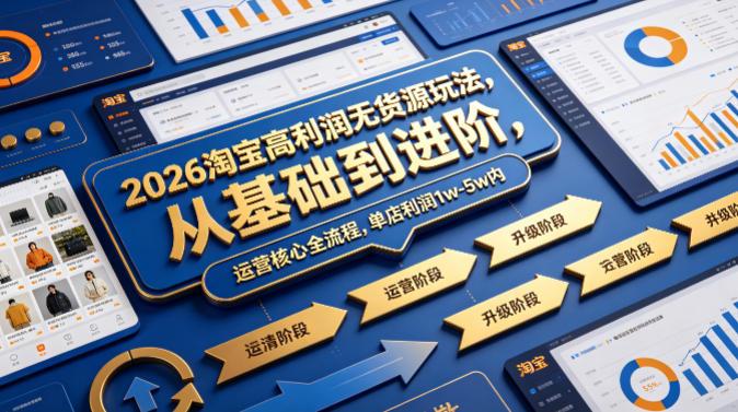 2026淘宝高利润无货源玩法，从基础到进阶，运营核心全流程，单店利润1w-5w内 图1