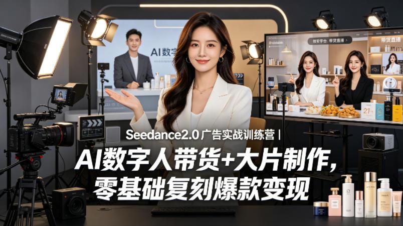 Seedance2.0广告实战训练营｜AI数字人带货+大片制作，零基础复刻爆款变现 图1