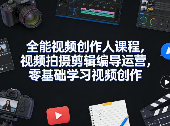 全能视频创作人课程，视频拍摄剪辑编导运营，零基础学习视频创作（更新2026年4月） 图1