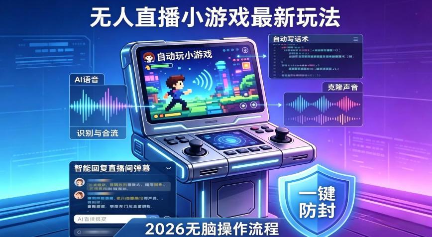 2026年AI无人直播小游戏全流程，不违规不封号，开启创业副业增收之路，小白月入1w+【揭秘】 图1