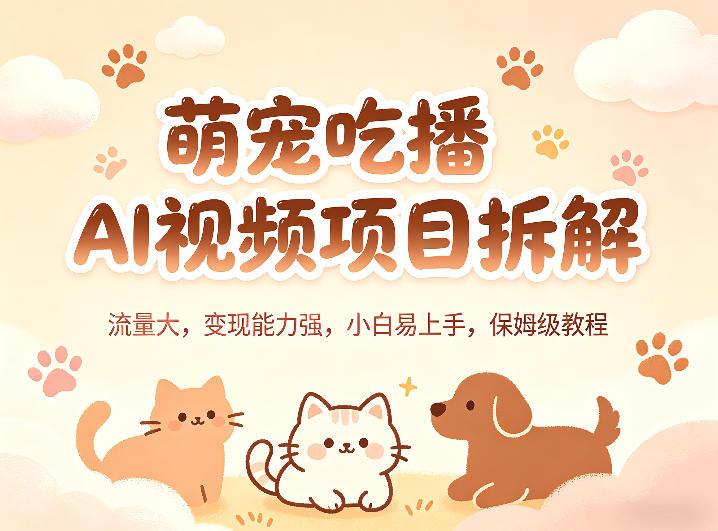 萌宠吃播AI视频项目拆解，流量大，变现能力强，小白易上手，保姆级教程 图1