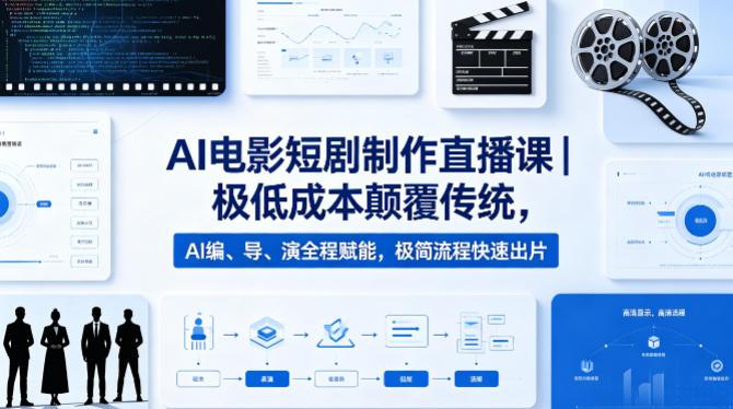 AI电影短剧制作直播课｜极低成本颠覆传统，AI编、导、演全程赋能，极简流程快速出片 图1