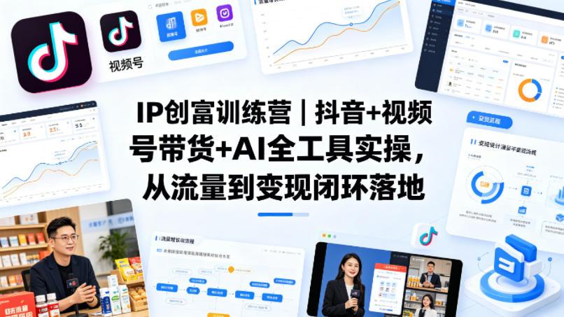 IP创富训练营｜抖音+视频号带货+AI全工具实操，从流量到变现闭环落地 图1