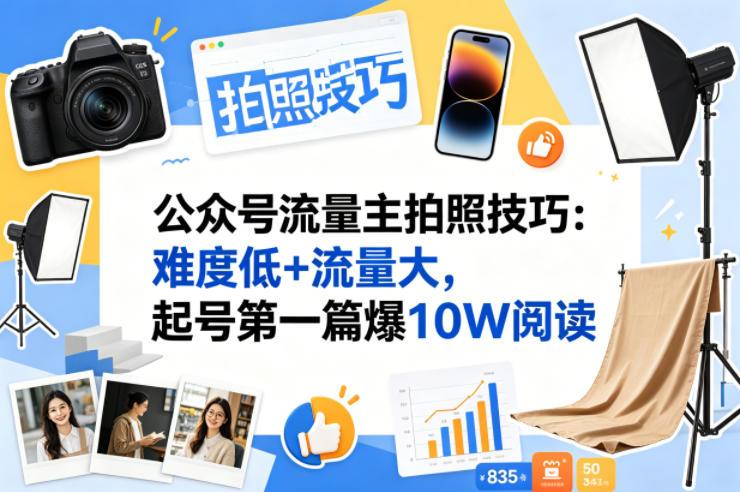 公众号流量主之拍照技巧赛道,难度低+流量大,起号第一篇就爆了10w阅读 图1
