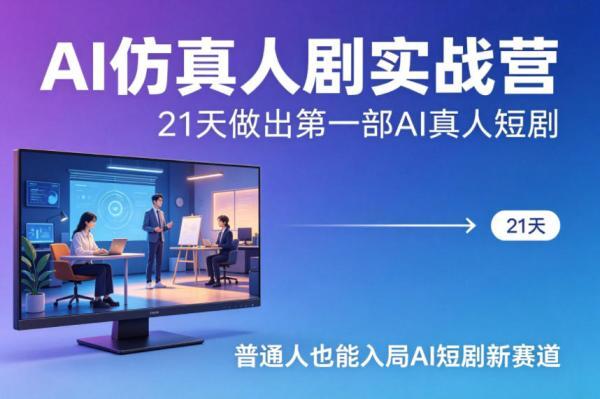 AI仿真人剧实战营，21天做出第一部AI真人短剧，普通人也能入局AI短剧新赛道（更新） 图1