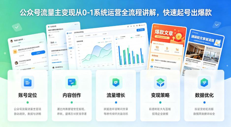 公众号流量主变现从0-1系统运营全流程讲解，快速起号出爆款 图1