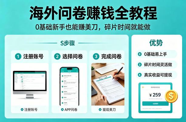 海外问卷賺钱全教程，0基础新手也能賺美刀，碎片时间就能做 图1