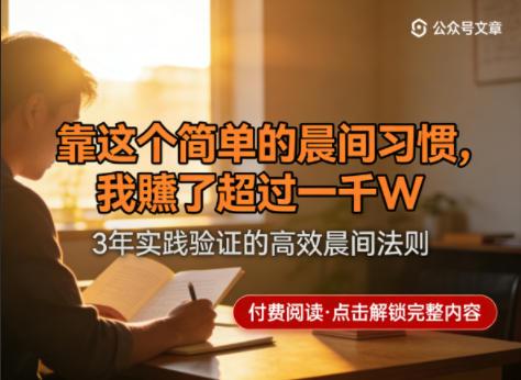 某公众号付费文章：靠这个简单的晨间习惯，我賺了超过一千W 图1
