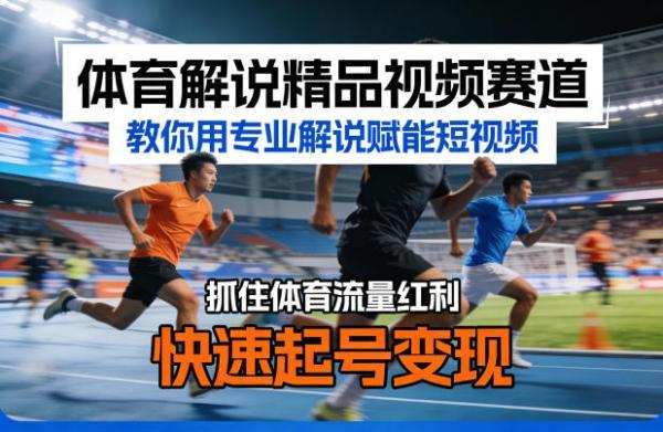体育解说精品视频赛道，教你用专业解说赋能短视频，抓住体育流量红利，快速起号变现 图1
