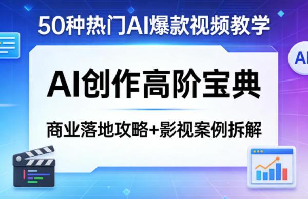 50种热门AI爆款视频教学，AI创作高阶宝典，商业落地攻略+影视案例拆解 图1
