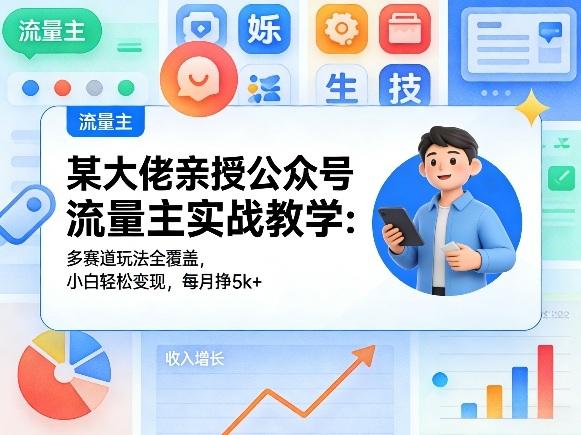 某大佬亲授公众号流量主实战教学：多赛道玩法全覆盖，小白轻松变现，每月多挣5k+ 图1