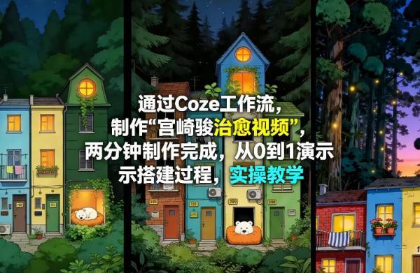 通过Coze工作流制作《宫崎骏治愈视频》，两分钟制作完成，从0到1演示搭建过程，实操教学 图1