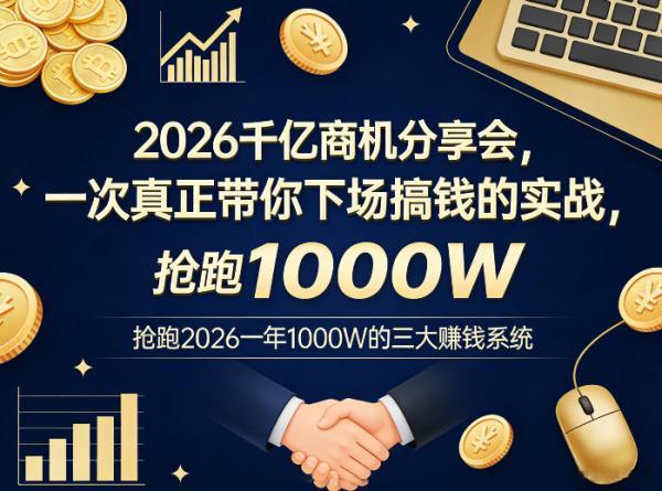 2026千亿商机分享会，一次真正带你下场搞钱的实战，抢跑2026一年1000W的三大賺钱系统 图1