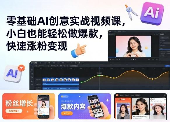 零基础AI创意实战视频课，小白也能轻松做爆款，快速涨粉变现 图1