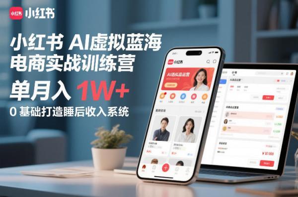小红书AI虚拟蓝海电商实战训练营，单月入1W+，0基础打造睡后收入系统（更新） 图1
