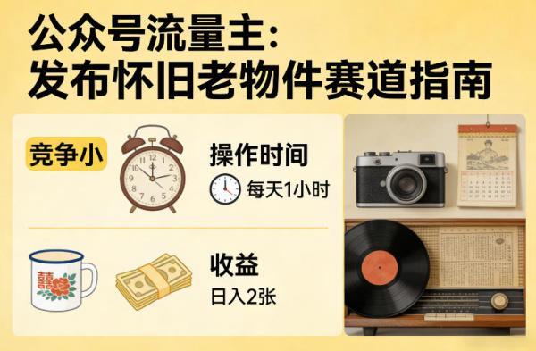 公众号流量主之发布怀旧老物件赛道,竞争小,每天操作1小时,日入2张 图1