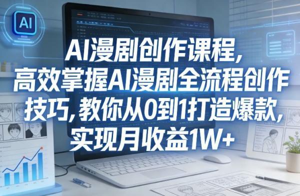 某社群AI漫剧创作课程，高效掌握AI漫剧全流程创作技巧，教你从0到1打造爆款，实现月收益1W+ 图1