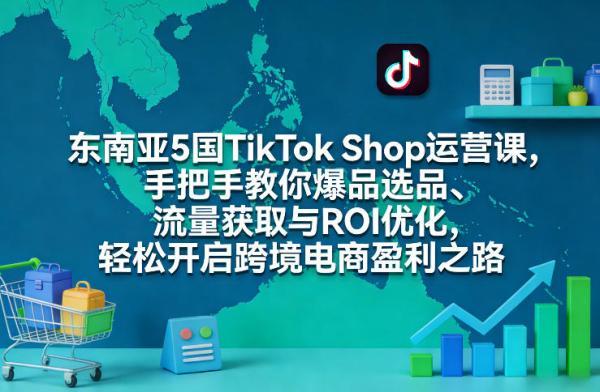 东南亚5国TikTok Shop运营课，手把手教你爆品选品、流量获取与ROI优化，轻松开启跨境电商盈利之路 图1