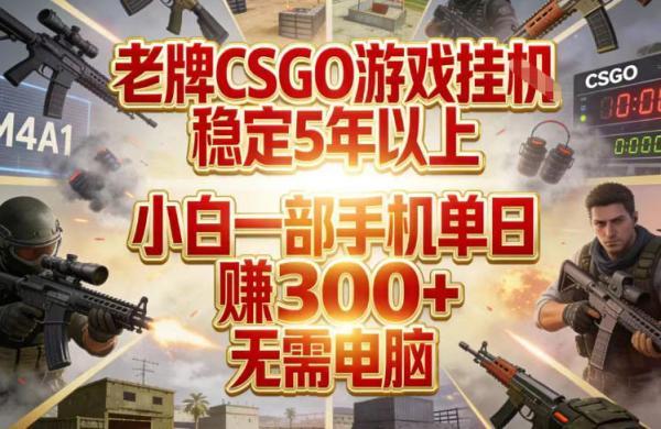 老牌CSGO游戏挂G，稳定5年以上，小白一部手机单日賺3张+，无需电脑【揭秘】 图1