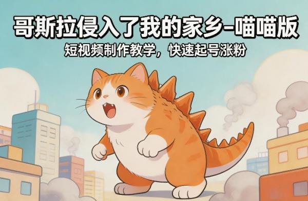 哥斯拉侵入了我的家乡–喵喵版短视频制作教学，快速起号涨粉 图1