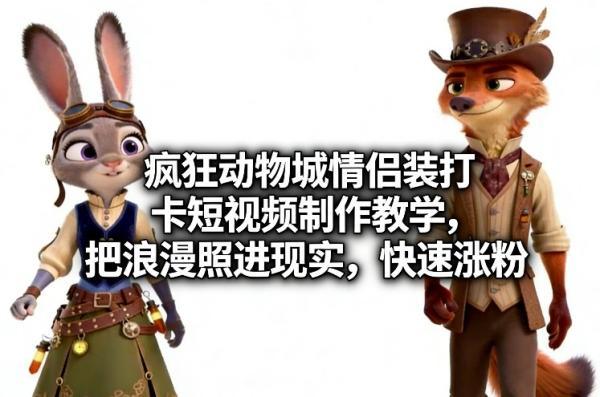 疯狂动物城情侣装打卡短视频制作教学，把浪漫照进现实，快速涨粉 图1