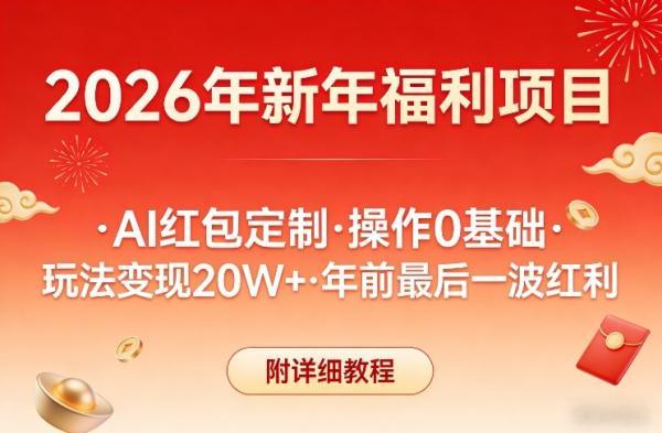 新年福利项目，AI红包定制，操作0基础，玩法变现20W+年前最后一波红利，附详细教程 图1