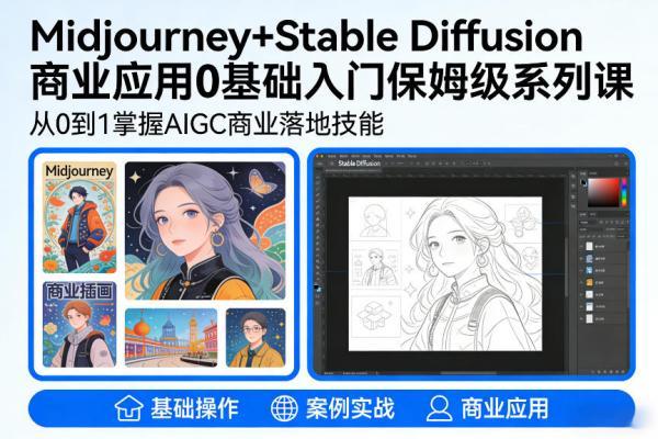 AIGC商业应用Midjourney+Stable Diffusion教程，0基础入门保姆级系列课 图1