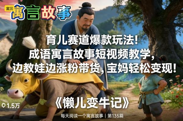 育儿赛道爆款玩法！成语寓言故事短视频教学，边教娃边涨粉带货，宝妈轻松变现！ 图1