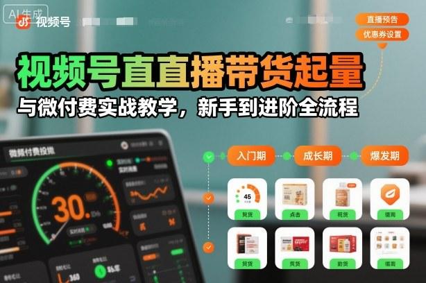 视频号直播带货起量与微付费实战教学，新手到进阶全流程（更新） 图1