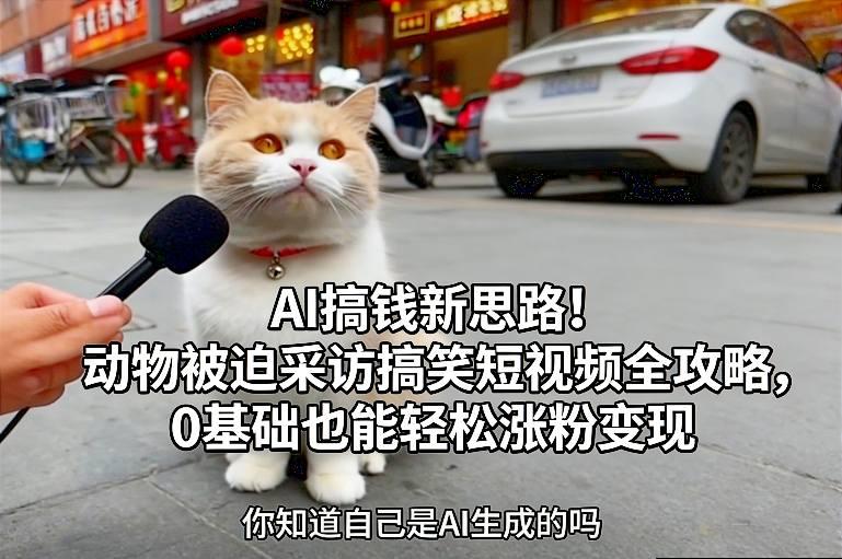 AI搞钱新思路！动物被迫采访搞笑短视频全攻略，0基础也能轻松涨粉变现 图1