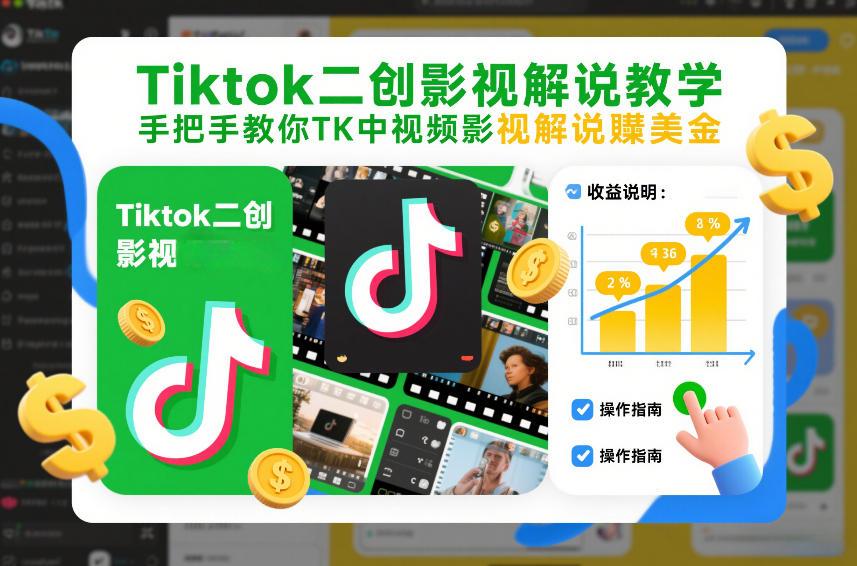 Tiktok二创影视解说教学，手把手教你TK中视频影视解说賺美金（更新26年1月） 图1