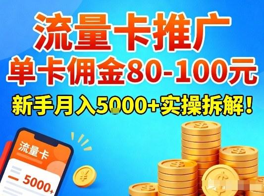 流量卡推广，单卡佣金80-100，新手月入5k+实操拆解！ 图1