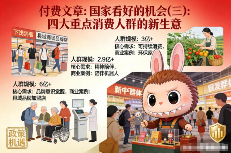 付费文章：国家看好的机会(三)：四大重点消 费人群的新生意 图1