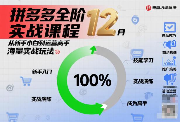 拼多多全阶实战课程12月，从新手小白到运营高手，海量实战玩法 图1