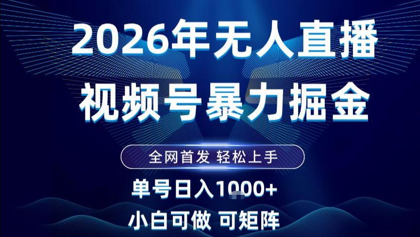 2026最新视频号无人直播掘金,全网首发,小白可以玩,长期稳定日入1k+【揭秘】 图1