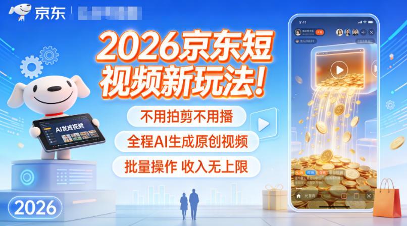 2026京东短视频新玩法！不用拍剪不用播，全程AI生成原创视频，批量操作收入无上限 图1
