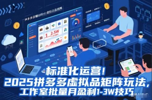 标准化运营！2025拼多多虚拟品矩阵玩法，工作室批量月盈利1-3W技巧【揭秘】 图1