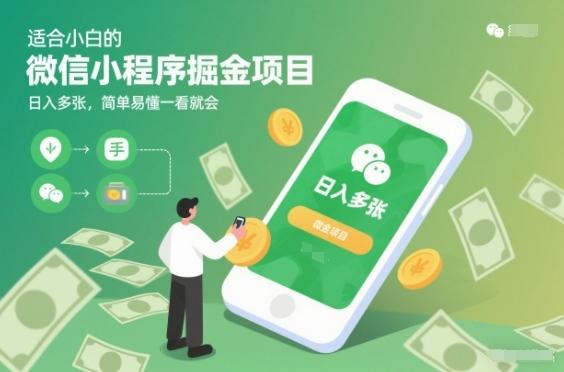 适合小白的微信小程序掘金项目，日入多张，简单易懂一看就会【揭秘】 图1