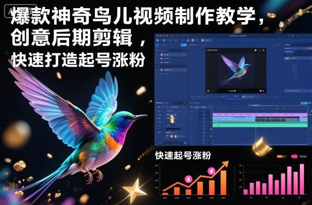 爆款神奇鸟儿视频制作教学，创意后期剪辑，快速打造起号涨粉 图1