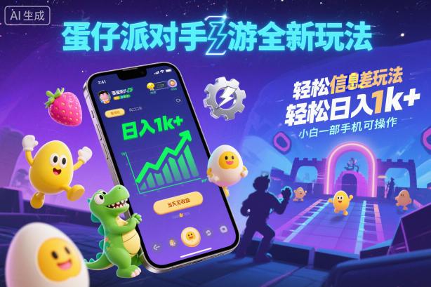 蛋仔派对手游全新玩法，轻松日入1k+，风口信息差玩法，当天见收益，小白一部手机可操作 图1