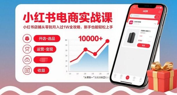 小红书电商实战课，小红书店铺从零到月入过1W全攻略，新手也能轻松上手 图1