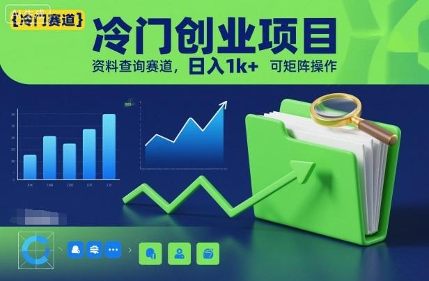 冷门创业项目，资料查询赛道，日入1k+，可矩阵操作 图1