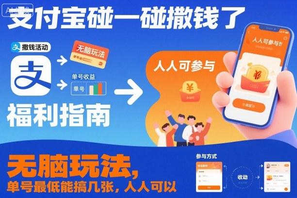 支付宝碰一碰撒钱了,无脑玩法,单号最低能搞几张,人人可以撸【揭秘】 图1