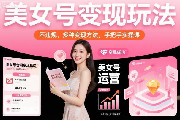 美女号变现玩法，不违规，多种变现方法，手把手实操课 图1