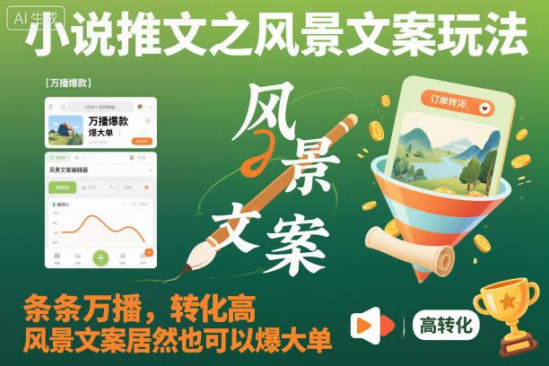 小说推文之风景文案玩法，条条万播，转化高，风景文案居然也可以爆大单！ 图1